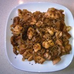 Tallarines con Pollo y Champiñones